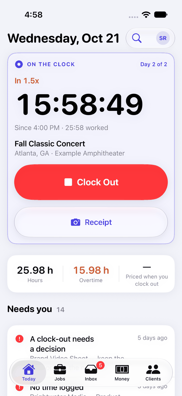 Today on the phone with the clock running on Fall Classic Concert, then what needs you.