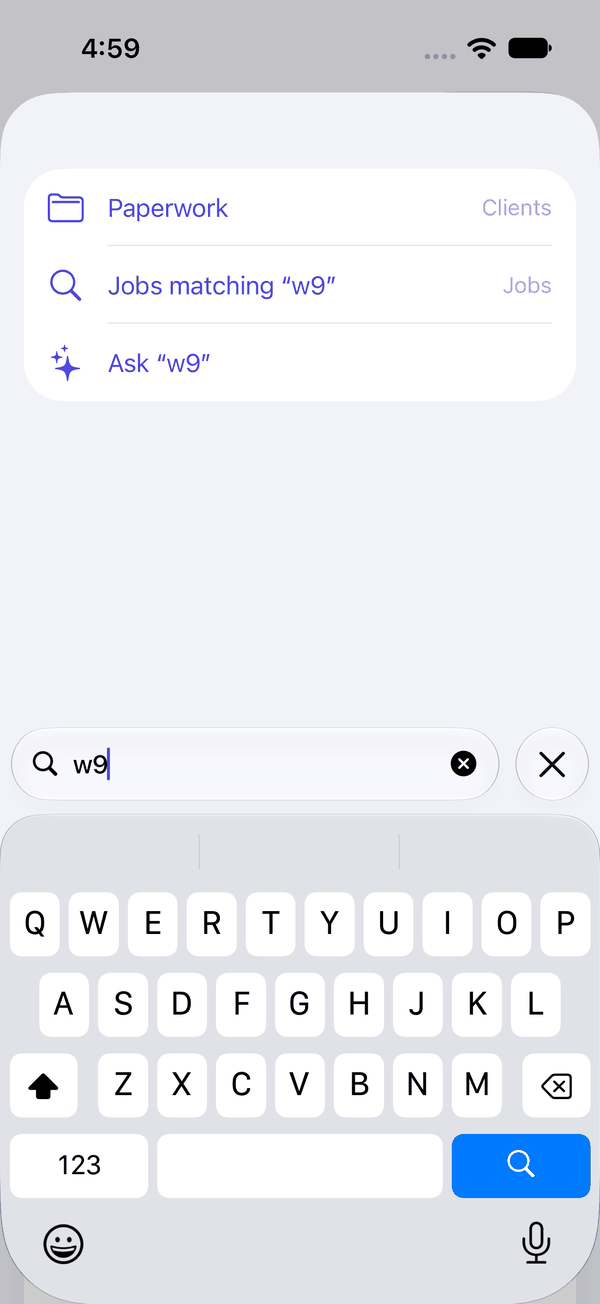 Find, with w9 typed, and what it found.
