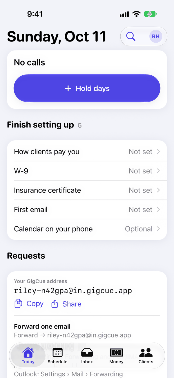 Today on the phone after the welcome, with Finish setting up.